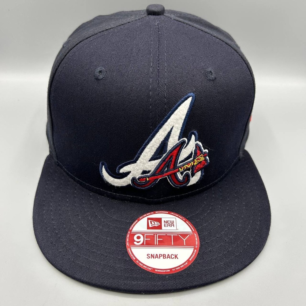 Atlanta Braves Hat Men Black‎ MLB 9Fifty New Era Snap Back Cap Cotton